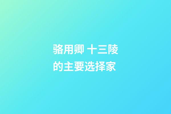 骆用卿 十三陵的主要选择家
